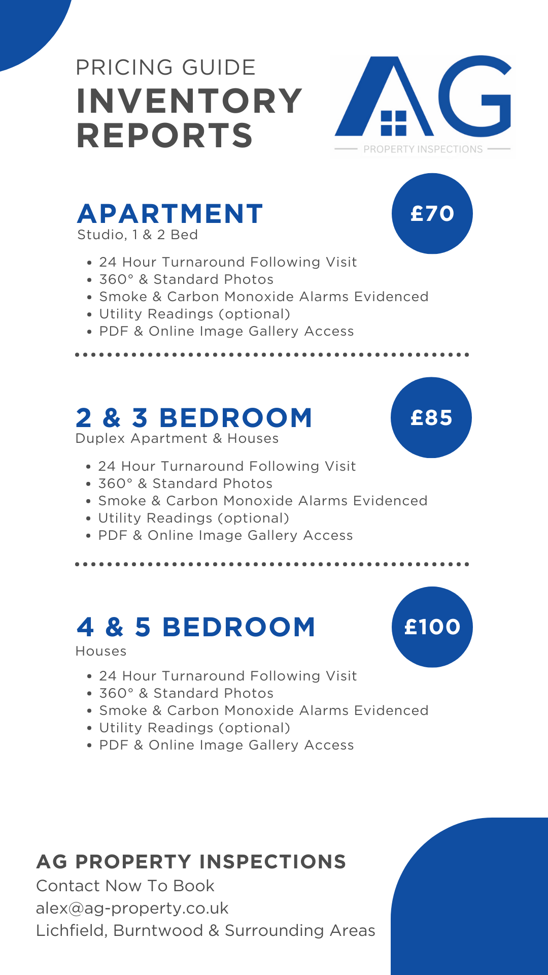 2/3 Bedroom Inventory Report Completion  *Contact To Book*